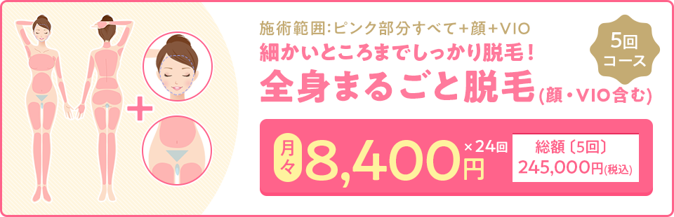 全身脱毛+顔+VIO
